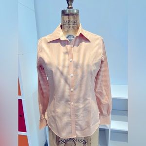 Brooks Brothers no iron orange stripe size 2 cotton shirt